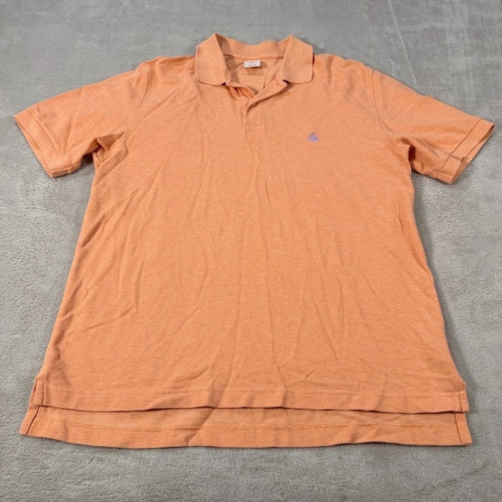 Brooks Brothers Mens Large Orange Performance Polo Shirt Original Fit Cotton